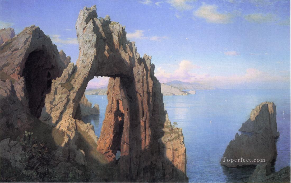 カプリの自然のアーチの風景 ルミニズム ウィリアム・スタンリー・ハセルティン油絵